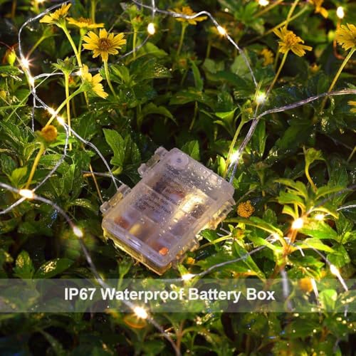 GDEALER 2 Pack Fairy Lights 20 Ft 60 Led Battery Operated Twinkle Lights with Remote Waterproof Silver Wire Twinkle Light 8 Modes Fairy String Light for Party Bedroom Decorations- Warm White - color: Warm White- Silver Wire