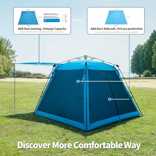 Pop Up Screen House Gazebo 8.2'x8.2'x75'' – Instant Portable Canopy with Mosquito Netting & UPF Sun Protection, Tool-Free 1-Minute Setup, Foldable Outdoor Tent for Backyard, Camping, Garden.Blue - color: Blue