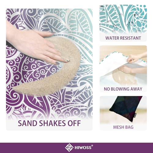 Beach Blanket Waterproof Sandproof Oversized 95”x 80”,Sand Free Beach Mat with Corner Pockets,Portable Mesh Bag for Beach Festival,Picnic,Travel and Outdoor Camping (Ombre Purple Blue) - color: Ombre Purple Blue