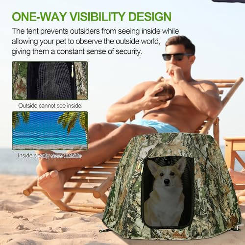 Dog Tent for Small & Medium Dogs, Pop Up Dog Enclosure, Waterproof Pet Tent with Zipper & Ground Spike, Portable Pet Playpen for Camping Beach, Puppy Tent Outdoor/Indoor 28.7x28.7x20.5 inch (Size M) - size: M 28.7x28.7x20.5 inch