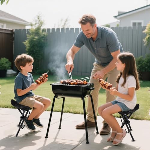 Travel Folding Camping Stool, 14.6 inches Lightweight Outdoor Tripod Chair and Maximum weight 210 lbs Portable Party Chair Fishing Chairs Seat for Camp Hiking Beach Garden and Painting (Black) - color: Black