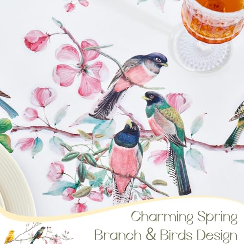 Romanstile Spring Summer Square Vinyl Tablecloth, Outdoor Waterproof Oil-Proof Plastic Table Cloth, Heavy Duty Vinyl Table Cover for Dining, Camping, Picnic, Outdoor - 54 x 54 Inch, Bird - color: Bird, size: 54" X 54" (Square)
