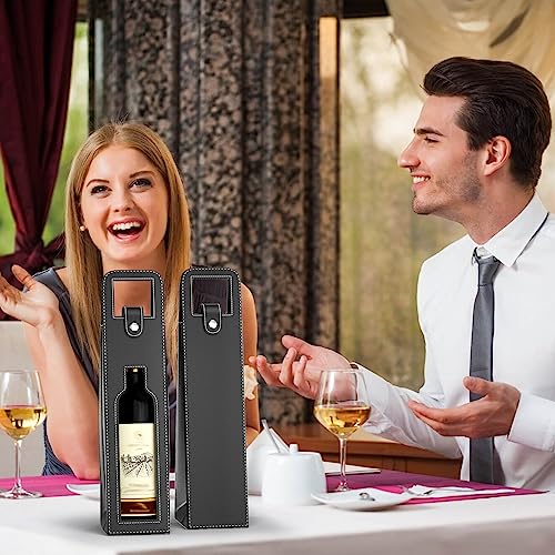 RYDDOY Wine Gift Bag, Reusable Leather Wine Tote Carrier, Single Bottle Champagne Beer Gift Bags Carrier for Birthday, Wedding, Picnic Party, Christmas festival Gifts (Black) - color: A-Black-16.1×3.5×3.5