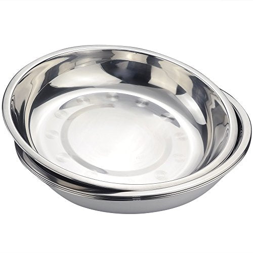 Morcte Stainless Steel Round Plates Dish Set for Dinner Plate, Outdoor Camping, BBQ, Set of 4