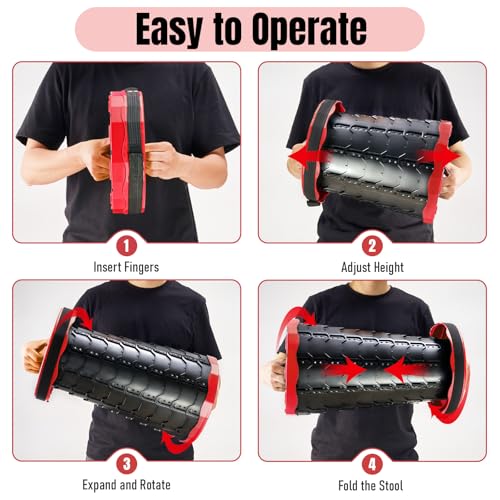 Doseno Upgraded Foldable Stool Thickened, Portable Collapsible Stool Retractable Stool for Fishing, Hiking Tours, BBQ, Parties, Outdoor Activities (Red, 2pack) - color: Red, size: 2pack