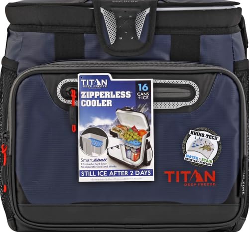 Titan by Arctic Zone Deep Freeze Cooler - Zipperless Hardbody Cooler - Deep Freeze Insulation, HardBody Liner, and SmartShelf - color: Navy Blue, size: 16 Can