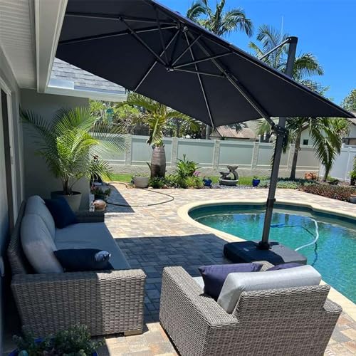 PURPLE LEAF 8 Feet Patio Umbrella Outdoor Cantilever Square Umbrella Aluminum Offset Umbrella with 360-degree Rotation for Garden Deck Pool Patio, Grey - color: Grey, size: 8' X 8', style: Standard
