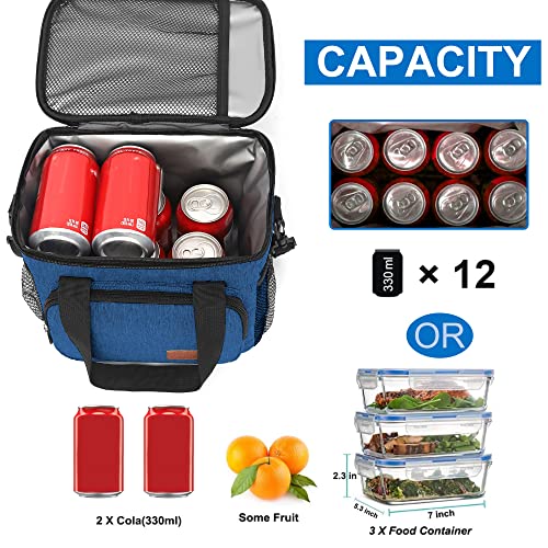 Femuar Lunch Bags for Women/Men, Insulated Lunch Bag for Work Office Picnic - Lunch Cooler Bag Leakproof Lunch Box with Adjustable Shoulder Strap - Blue - color: 4-Blue, size: Medium Size