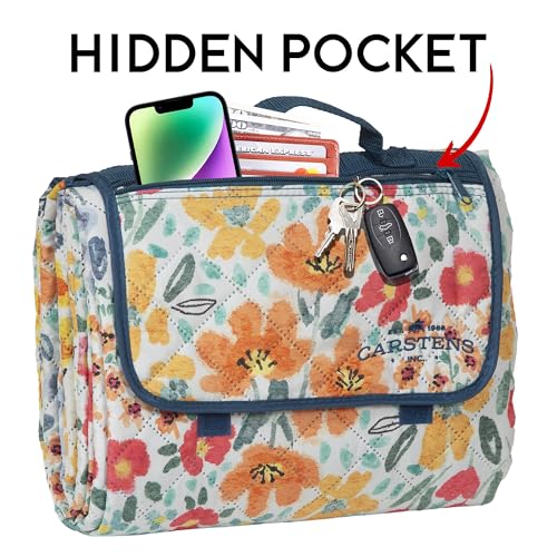 Carstens, Inc. Easy Pack Waterproof Sandproof Picnic Blanket, Lightweight Foldable Outdoor Camping Beach Mat, Large 60"x80", May Flowers - color: May Flowers