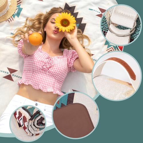 2 in 1 Extra Large Camping Blanket Outdoor Picnic Yoga Mat Lightweight Car Essential Roadtrip Gadget Rv Accessories Glamping Tent Gear Must Haves Hiking Stuff Backpacking Necessities Women Beach Gift - color: Boho Yellow