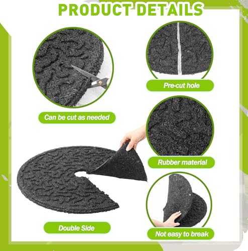 Peryiter 6 Pcs Rubber Mulch Tree Ring, Heavy Duty Rubber Mulch Mat, Tree Protector Weed Barrier Mats, Round Root Barrier for Root Protection Weed Grass Control (24 Inches) - style: 24 Inches
