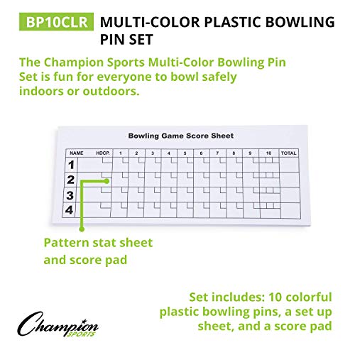 Champion SportsWeighted Foam Bowling Pin Set - color: Multicolored, size: 10 Pin Set (Ball Sold Separately)