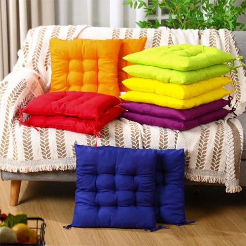 Geetery 12 Pcs Floor Pillows Bulk Seating Cushions for Floor Chair 15.7'' Large Meditation Cushion for Yoga Living Room Tatami Bedroom Balcony Office (Colorful,Square) - color: Colorful, size: Square