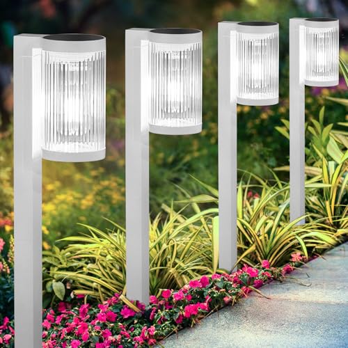 ELECLINK Solar Pathway Lights Outdoor, 6 Pack Upgraded Outdoor Solar Lights for Outside Super Bright Up to 12Hrs, IP65 Waterproof Solar Garden Lights for Yard Walkway Gifts for Women Mom Grandma - color: Cool White, size: 6 Pack