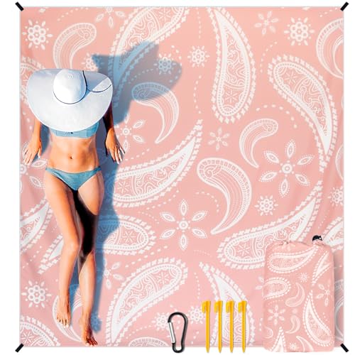 HIHOHO Beach Blanket Waterproof Sandproof Extra Large Beach Mat 79" X 83"/120"x108"for 1-8 Adults Quick Drying Durable Outdoor Picnic Mat for Beach Travel Camping Hiking