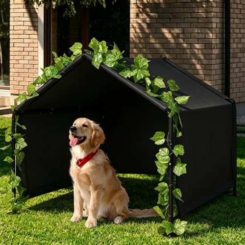Large Dog Shade for Outside - LitaiL Outdoor Pet Shade for Small Dogs, 47.2" x 47.2" x 39.4" Outdoor Sun Rain Pet Canopy Shade, Waterproof Pet Tent Shelter for Small Animals, Black - color: Black, size: Large