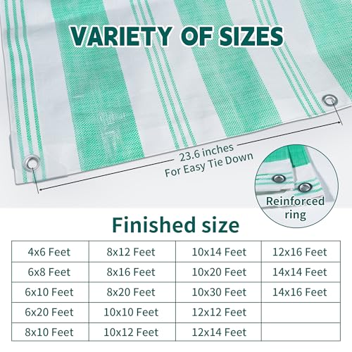 TARPAL Tarps 6x20 Feet Heavy Duty 12mil Tarp Waterproof Striped tarp Multipurpose Protective Cover Weather Proof,UV,Rip and Tear Proof（Green/White） - color: Green/White Striped-12mil, size: 6x20 Feet-Heavy Duty