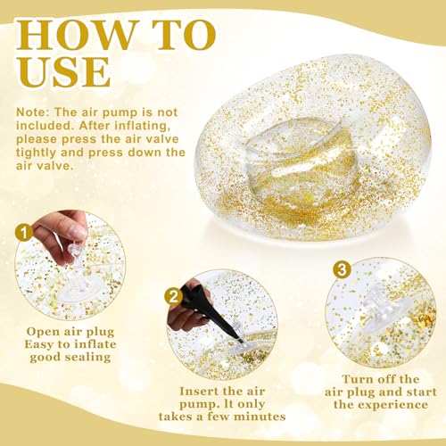 Realspring Inflatable Bean Bag Chair for Adult Bean Bag Sofa Chair Blow up Inflatable Furniture for Outdoor Living Room Bedroom Balcony Travel Party Gift Accessories(Gold Glitter,2 Pcs) - color: Gold Glitter