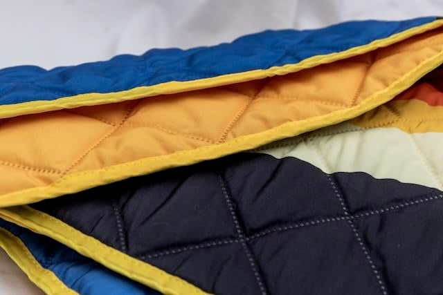 Waterproof Blanket, 29" x 34” - Seat Cover for Dogs and Pets. Ideal for Small and Medium Pet Crate Blankets, Settle mat, Diaper Changing and Playmat for Babies - color: Blue and Yellow