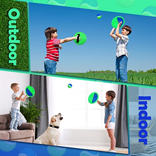 Charniol Kids Toys Toss and Catch Game Set Beach Game Outdoor Ball Sports Games Toss and Catch Ball Nylon Toys for Kids Adults(Blue Green,12 Paddles 6 Balls) - color: Blue Green