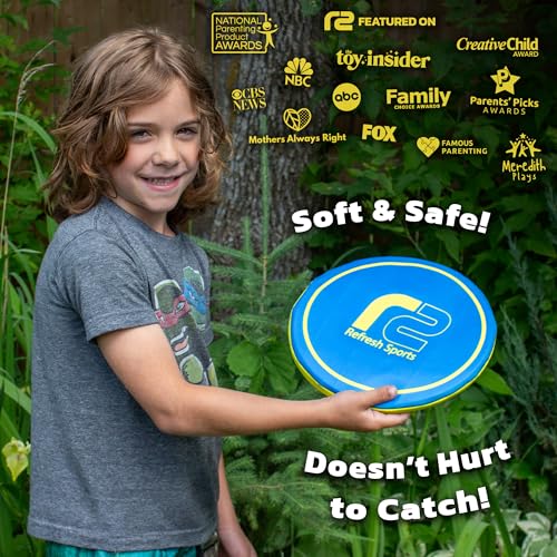 Soft Disc Flying Toy - Doesn't Hurt to Catch - Flying Disc For All Ages - Easy to Use Summer Gift Friisbee For Kids -Outdoor Gifts for Boys & Girls 3 4 5 6 7 8 9 10 11 12 13+ Birthday Gifts - color: Blue&yellow