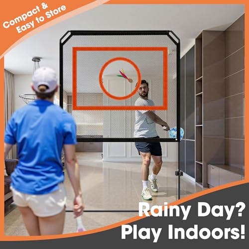 Portable Pickleball Net – Regulation Size Outdoor & Indoor Paddle Game Set with Ball Catch Net & Removable Target – Heavy Duty Steel Frame, Carry Bag – Family Fun for Backyard, Park, Beach - color: Orange;