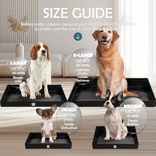 MEEXPAWS Dog Pee Pad Holder Tray Foldable, Puppy Pad Holder Liner Base High Side, Dog Litter Box Indoor for Small Dog 23 x15 in, Training Pad Holder Leak-Proof, Potty Pad Holder for Dogs Easy Clean - color: Black, size: Small - 23'' x 15'' x4''