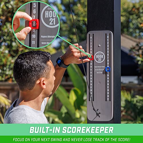 GoSports Hook 21 Ceiling Mount Ring Swing Game - Choose Your Color - Play Indoors or Outdoors - color: Gray
