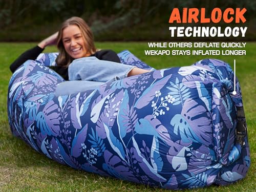 WEKAPO Inflatable Couch Air Lounger Chair - Camping & Beach Accessories, Portable Blow up Sofa for Hiking, Lawn, Indoor/Outdoor Movies & Music Festivals. Lightweight and Easy to Set Up Air Hammock - color: B Palma