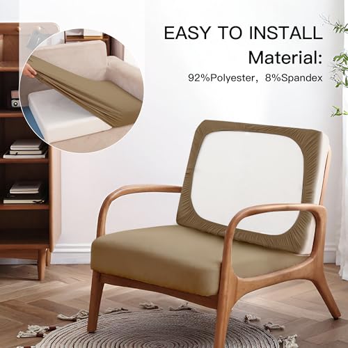 8Pcs Outdoor Cushion Covers, Patio Cushion Covers,Stretch Elastic Slipcovers, Replacement Washable & Reusable Furniture Protector for Patio Couch (Khaki,Cover Only) - color: Khaki, size: 8Pcs-Solid color