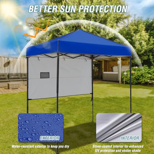 EAGLE PEAK 6x4 Instant Pop Up Canopy Tent with 1 Half Wall Panel, Straight Leg Sun Shelter, Portable Canopy with Carry Bag for Camping, Beach & Sports, Blue - color: Blue, size: Half Wall