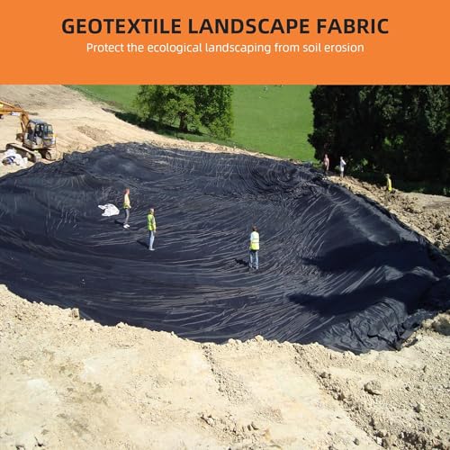 Towallmark Geotextile Landscape, 4ft x 50ft & 6oz Geotextile Fabric, PP Drainage 350N Tensile Strength & 440N Load Capacity, for Driveway & Road Stabilizationr, Erosion Control, French Drains - size: 4ft x 50ft & 6oz
