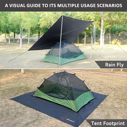 Clostnature Waterproof Camping Tarp for Tent - Ultralight Hammock Rain Fly for Backpacking, Heavy Duty Camping Hiking Awning Lightweight Rain Tarp Tent Shelter Camping Gear Must Haves - size: 120''x115''