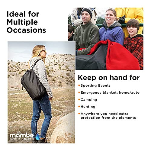 Mambe Extreme Weather Outdoor Blanket - Burgundy, Large - 100% Waterproof and Windproof, Soft Warm Polarfleece with Durable Nylon Shell, Use at Sporting Events, Camping, Picnics, Emergency. - color: Burgundy