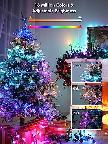 BrizLabs Smart Fairy String Lights, 66ft 200 LED WiFi 4th of July Fairy Lights App Control, Dimmable Red White Blue Light Rainbow Christmas Light, Music RGB Xmas Lighting Work with Alexa & Google Home - color: 200 LED Smart (Silver Wire)