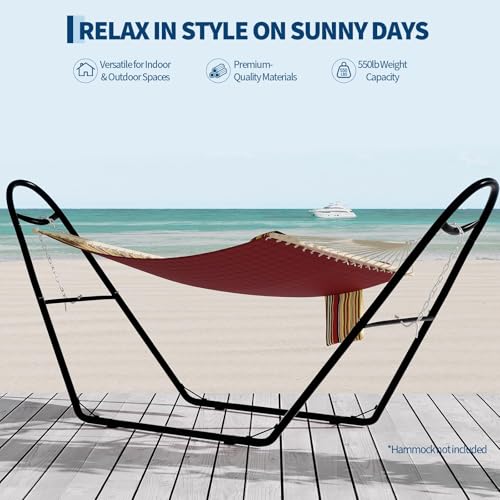 Universal Double Hammock Stand, 550-Pound Capacity, Heavy-Duty Hammock Stand for Outside, Fits 9 to 14 Foot Hammocks, Black - color: Ship-shaped