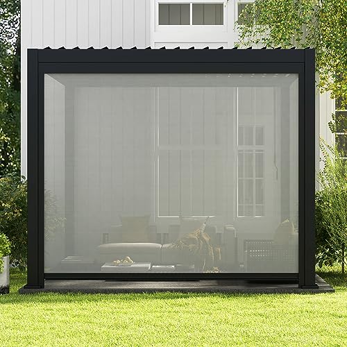 Mirador Accessory - 10Ft Side Adjustable Pull Down Screen for Mirador pergola 111S Series, Enhance Outdoor Living Space with Pull-Down Sun Shade, Wind Block, UV Resistant, Charcoal, not pergola - color: Charcoal, size: 10Ft Side(for 111 series)