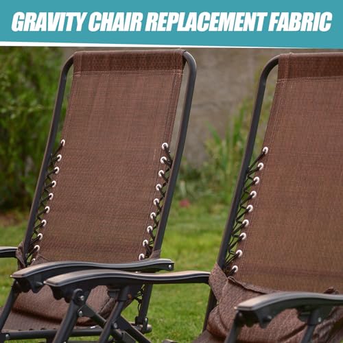 Queekay 2 Pcs Gravity Chair Replacement Fabric with 8 Bungee Cord Lounge Chair Cloth Mesh Patio Chair Repair Kit for Patio Recliner Outdoor Lawn Pool Beach Sling Chair(Brown, 63" x 21") - color: Brown, size: 63" x 21"