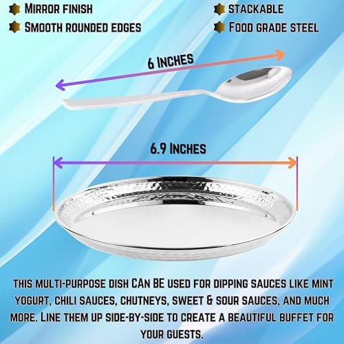 Stainless Steel Dinnerware Hammered 28-Piece Dinner set Dishwasher safe ~ Indian Style (Service for 4) - size: Service for 4