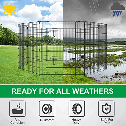Pet Playpen Dog Pen Foldable Dog Exercise Fence 8 Panels 30 Inch Kennels Pet Playpen Options Ideal for Pet Medium Animals Outdoor Indoor - style: 24'' x 30'' x 8PCS