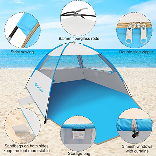 Gorich Beach Tent Sun Shelter for 3/4/6/8/10 Person with UPF 50＋ UV Protection, Lightweight & Easy Setup Beach Shade Canopy, Portable Beach Shade Tent Beach Cabana - color: Silver, size: 6 Person