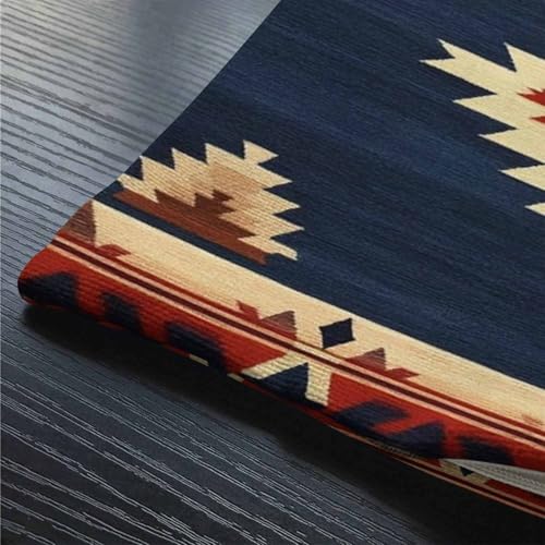 Smooffly Vintage Southwest American Throw Pillow Case Waist Lumbar Cotton Linen Throw Pillow case Cushion Cover for Sofa Home Decorative Oblong 12x20 Inches Blue Red - color: Swn25