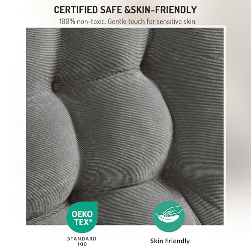 Degrees of Comfort Meditation Floor Pillow, Round Large Pillows Seating for Adults, Tufted Corduroy Cushion for Tatami Living Room, Grey, 22 Inch - color: Round | Grey | 1 Pack, size: 1 Pack