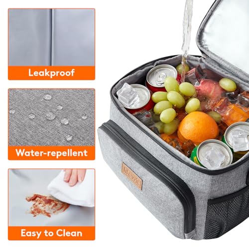 Lifewit Reusable Insulated Lunch Bag, Portable Cooler Freezable Soft Lunchbox Leakproof with Adjustable Shoulder Strap for Men Women Adult for Work Picnic or Travel, 9L 12 Can, Grey - color: Gray, size: Medium(9L)