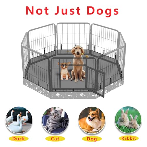 Dog Playpen Bottom Pad Fits for 24 Inch 8 Panels Metal Exercise Pet Playpen, Dog Crate Pad Puppy Playpen Pad, Elastic Buckles Connections.(Note: Playpen Not Included) -Gray - color: Gray
