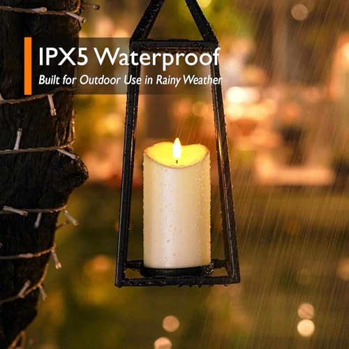 Homemory 6"x3" Outdoor Waterproof Flameless Candles, LED Candles, Battery Operated Candles with Remote and Timers, Electric Fake Plastic Pillar Candles, Ivory White, Set of 2 - color: Ivory White, size: D3“xH6"6"