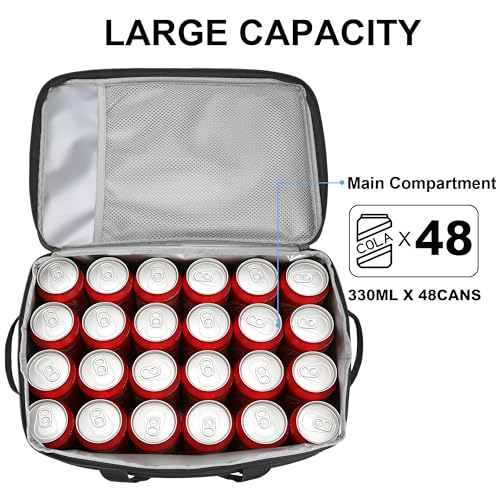 Cooler Bag 48-Can Insulated Leakproof Soft Cooler Large Collapsible Portable Travel Cooler Bags 32L for Picnic, Waterproof Soft Ice Chest for Camping, Beach, Fishing, Outdoor - 32 Quart - color: gray