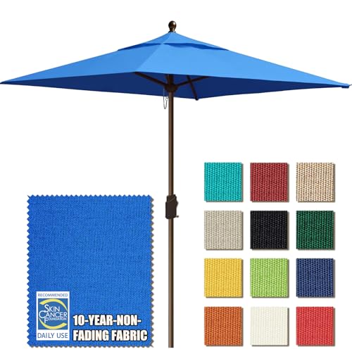 EliteShade USA 10-Year-Non-Fading 6x6Ft Square Market Patio Umbrella, UPF 50+ UV Protection Performance Sun Umbrella, Heavy Duty Commercial Grade Outdoor Table Umbrella with Crank, Windproof Vented Top for Garden, Pool, Deck and Outdoor Playsets, Royal Bl