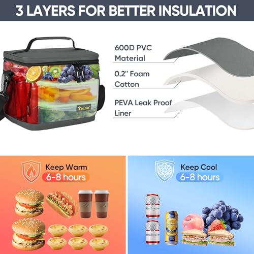 BALEINE Insulated Lunch Bag for Men Women, 22 Can Leakproof Cooler Bag with Adjustable Shoulder Strap for Work Picnic, Lunch Box for Women Men (Large, Grey) - color: Gray, size: Large