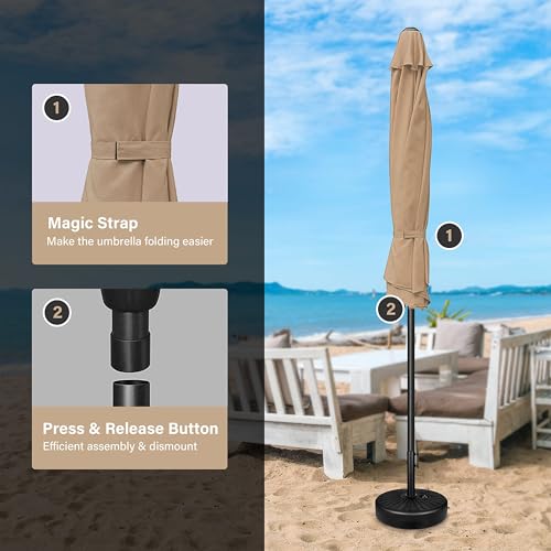 Simple Deluxe 9' Patio Umbrella Outdoor Table Market Yard Umbrella with Push Button Tilt/Crank, 8 Sturdy Ribs for Garden, Deck, Backyard, Pool, Tan - color: Tan-New, size: 9ft